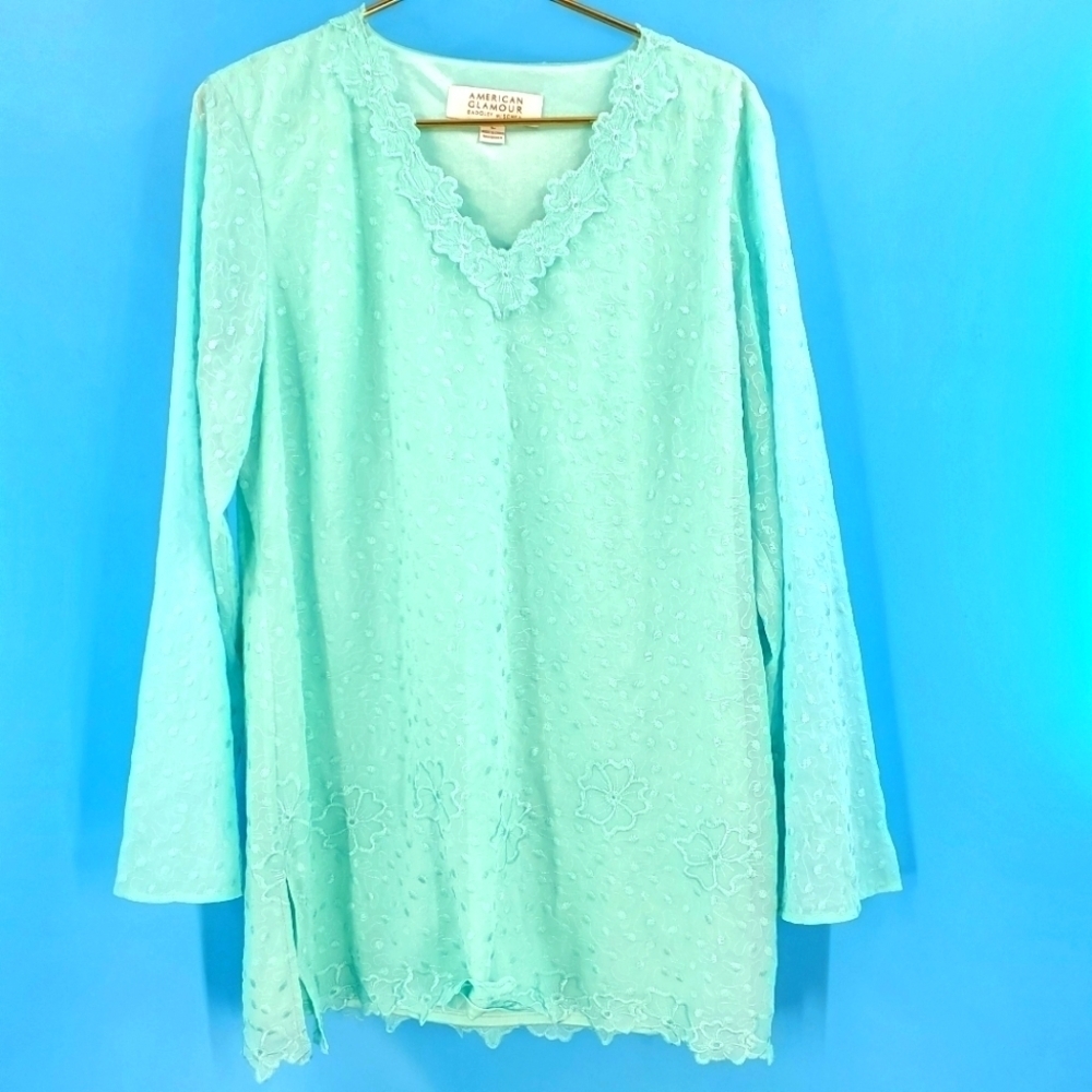 American Glamour by Badgley Mischka teal top L